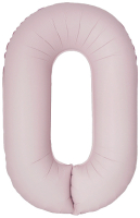 Шар (40''/102см) Цифра, "0" Slim, Пыльная роза, Сатин, 1 шт. в уп.