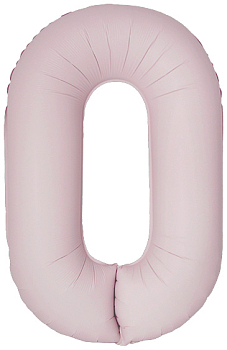 Шар (40''/102см) Цифра, "0" Slim, Пыльная роза, Сатин, 1 шт. в уп.