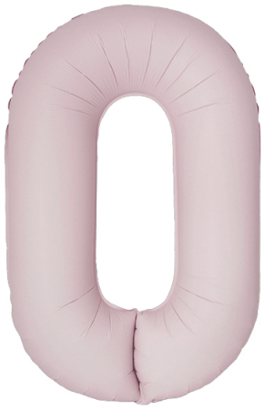 Шар (40''/102см) Цифра, "0" Slim, Пыльная роза, Сатин, 1 шт. в уп.