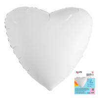 Шар (30''/76см) Сердце, Белый, в упаковке 1 шт.