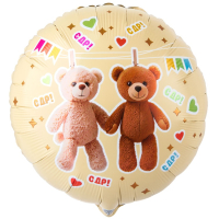 Шар (18"/45см) Круг, С ДР Мишки на прищепках, 1 шт.