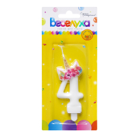 Свеча тортовая цифра "4", Единорог, 1 шт.