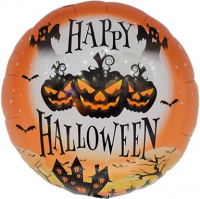 Шар (18''/46см) Круг, Хэллоуин, Страшные тыквы, Оранжевый, 1 шт.