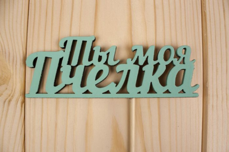 Топпер "Ты моя пчёлка", окраш., на палочке (шир.12см;выс.4,5см) МДФ, тиффани, 1шт.