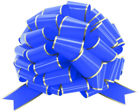 Бант Шар (36см) Золотая полоска, Синий, Металлик, 1 шт.