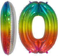 Шар (16''/40см) Мини-цифра, 0, Мармеладный леденец, Градиент, 1 шт.