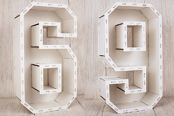 Подарочная упаковка-цифра (17*30*8 см), "6/9", МДФ 3мм, окрашен., Белый, 1 шт.