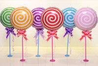 Шар (18''/46 см) Круг, Леденец Спираль, Оранжевый, 1 шт.