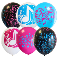 Шар (12"/30см) Ноты, Ассорти, пастель,  25 шт. 