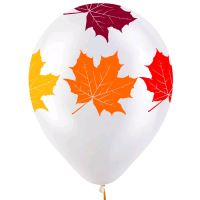 Безымянный Шар (12"/30см) Осенние листья, Разноцветные, Прозрачный,  5 ст., 50 шт.