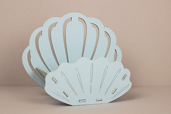 Подарочная упаковка (17,5*7,5*14см) Ракушка, МДФ, окрашен., Голубой, 1 шт.