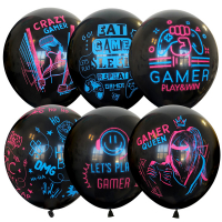 Шар (12"/30см) Геймер, ассорти рис., пастель, 25 шт.