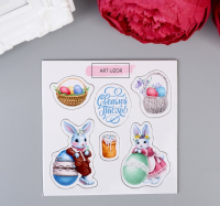 Чипборд для скрапбукинга (10*10 см) Зайчики, Светлой Пасхи! 1 шт.