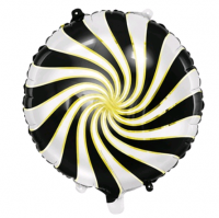 Шар (18"/45см) Круг, Леденец, черный, 1 шт.