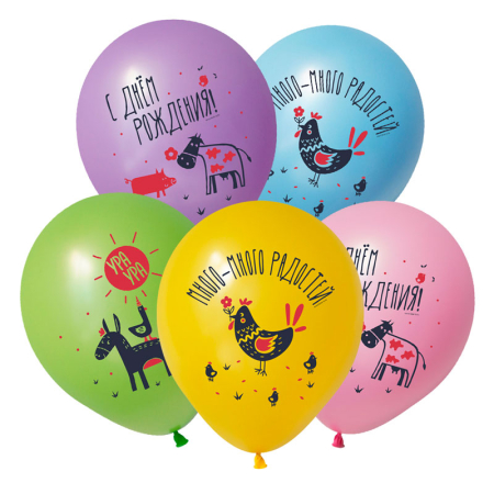 Шар (12"/30см) СДР Ферма, Ассорти, пастель, 50 шт.