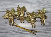 Новогодние игрушки (4,5*5,5см), Ангелочки, Золото, 4 шт.