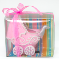 Свеча Декоративный подсвечник, Коляска, Розовый, 7 см, 1 шт.