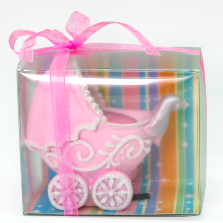Свеча Декоративный подсвечник, Коляска, Розовый, 7 см, 1 шт.