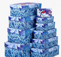 Коробка прямоугольная (24×15,5×9.5см), Снегири, 1 шт.