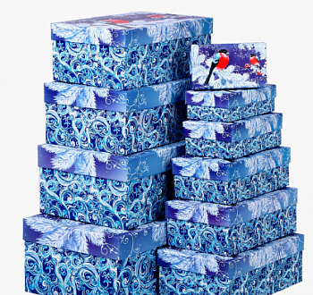 Коробка прямоугольная (24×15,5×9.5см), Снегири, 1 шт.