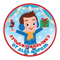 Бирка (9,4*9,4см), Лучшему мальчику от Деда Мороза, 1 шт.