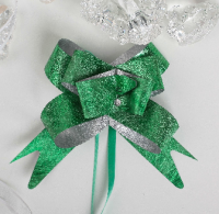 Бант-бабочка (1,8см), Зеленый, блестящая фактура, 1 шт.