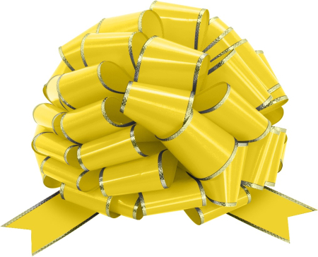 Бант Шар (36см) Золотая полоска, Желтый, Металлик, 1 шт.