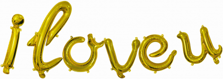 Надпись (17''/43 см) "I Love...", изящный курсив, Золото, 1 шт.