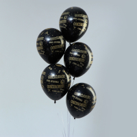 Шар (12"/30см) Атмосферненько, Черный, пастель, 15 шт.