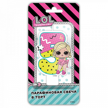 Свеча тортовая цифра "5", Кукла LOL, 1 шт. 