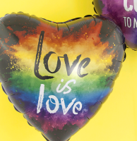 Шар (18''/46 см) Сердце, Любовь (яркие краски), Черный, 1 шт.