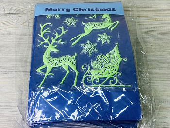 Наклейка на стекло (27*18см), Олени объемная, светящиеся в темноте, 1 шт.