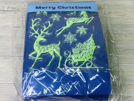 Наклейка на стекло (27*18см), Олени объемная, светящиеся в темноте, 1 шт.