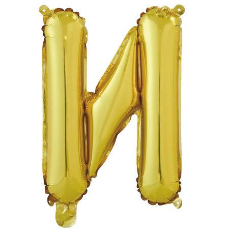 Шар с клапаном (16''/41см) Буква, И, Золото, 1 шт.
