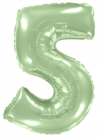 Шар (40''/102см) Цифра, 5, Мятный, Макарунс, в упаковке, 1 шт.