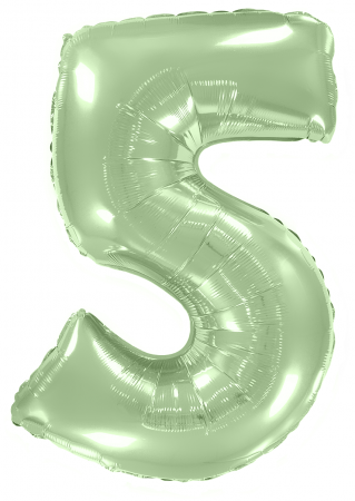 Шар (40''/102см) Цифра, 5, Мятный, Макарунс, в упаковке, 1 шт.