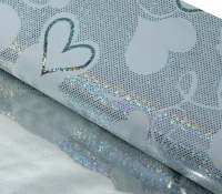 Пленка (70*100см), Сердечки белые, голография, 1 шт.