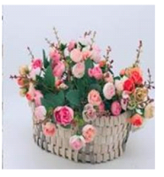 Корзина плетеная (31,5*26*Н11см), секвойя, натуральная с серым, 1 шт.