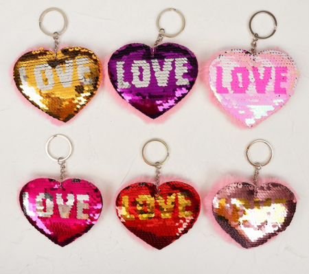 Мягкий брелок "Сердце с надписью" пайетки, цвет МИКС, 1 шт.