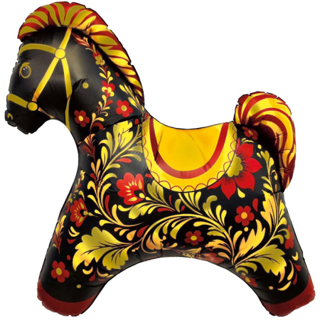 Шар (32"/81см) Фигура, Лошадка красная Золотая, 1 шт.