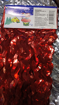 Дождик красный (1м*9см), "Новогодняя искра", 10 шт.