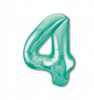 Шар (40''/102 см) Цифра, 4, Slim, Бискайский зеленый, в упаковке 1 шт.