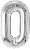 Шар (50''/127 см) Цифра, 0 Гигант, Серебро, 1 шт. в упак.