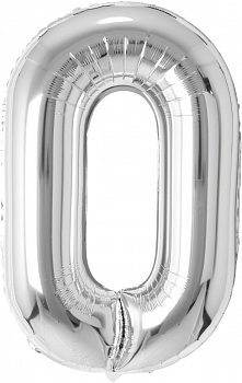 Шар (50''/127 см) Цифра, 0 Гигант, Серебро, 1 шт. в упак.