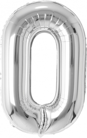 Шар (50''/127 см) Цифра, 0 Гигант, Серебро, 1 шт. в упак.