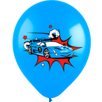 Шар (12"/30 см), Мультяшные машинки, Ассорти Пастель 2 ст. цв., 100 шт.