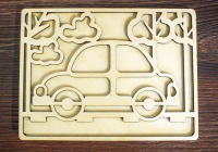 Заготовка для творчества.Рамка для пластилина "Машина" (19*15*0,6) Фанера 3мм, неокраш.,1 шт.