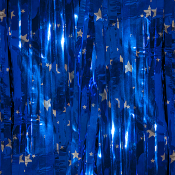 Занавес-дождик, Звезды, Синий, 100*200 см, 1 шт.
