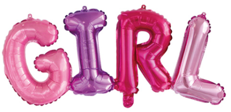 Шар (43''/109см) Фигура, Надпись "Girl", Разноцветный, 1 шт.