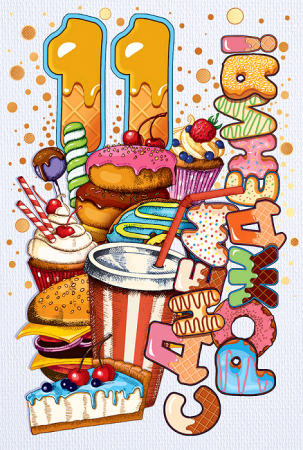 Открытка-поздравление, "С Днем рождения! 11 лет", 1 шт.